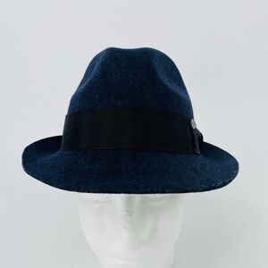 Bailey Of Hollywood Wool Felt Fedora Hat Mens M Blue Trilby Grosgrain Band #3903